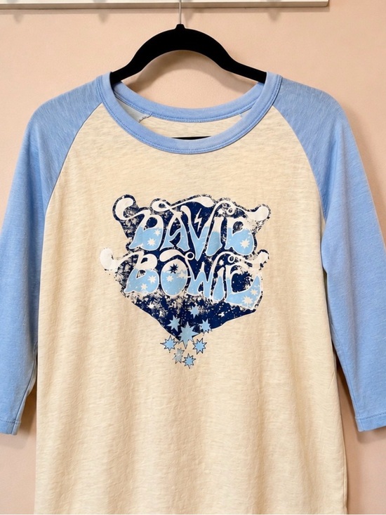 Midnight Rider Tops - David Bowie Midnight Rider Raglan Baseball Tee Blue Cream L